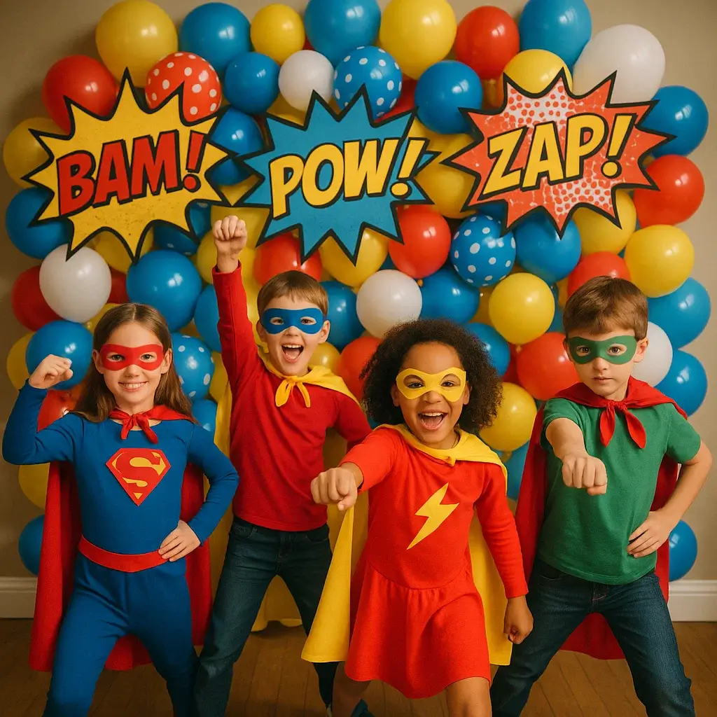 Superhero group pose